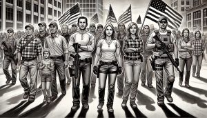 Défilé de militants américains en armes