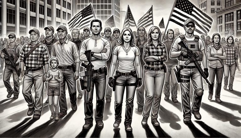 Défilé de militants américains en armes